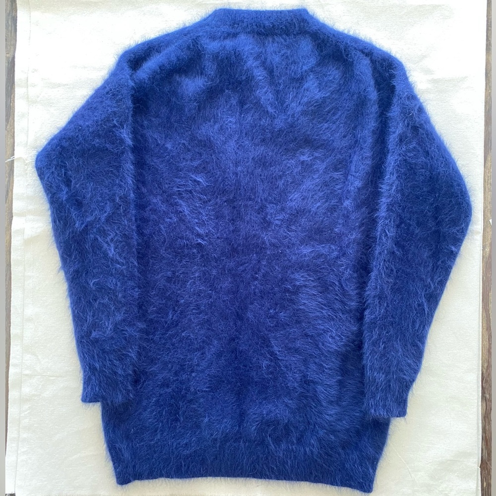 Alexander Wang 2016 Runway Navy Tender Embroidered Fuzzy Mini Sweater Dress S - Picture 2 of 8